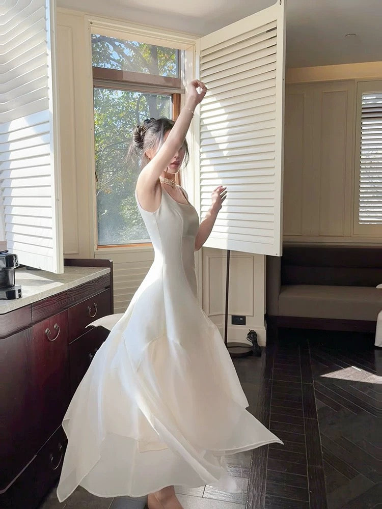 Pretty A-Line Square Neckline White Ankle Length Evening & Prom Dress - View 5 | FashionDia