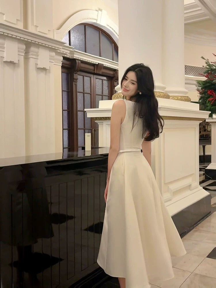 Pretty A Line Scoop Neckline White Ankle Length Evening Dress Prom Dresses