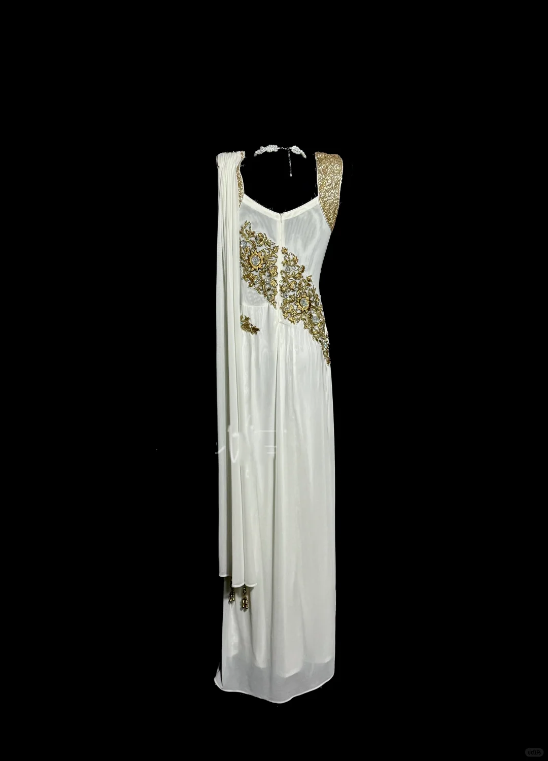 Aesthetic A-Line Square Neckline White Chiffon Prom Dress Ruffle Long Party Dress - View 3 | FashionDia
