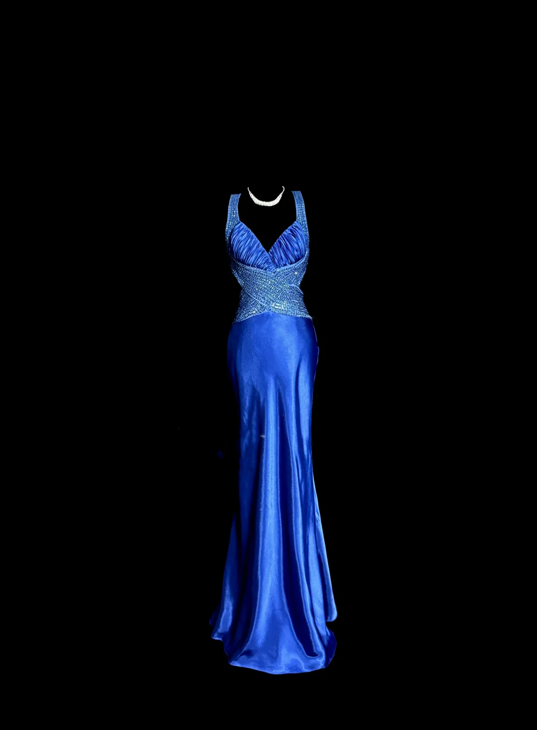 Vintage Mermaid Sweetheart Neckline Royal Blue Satin Backless Prom Gown Fairy Prom Dresses - FashionDia