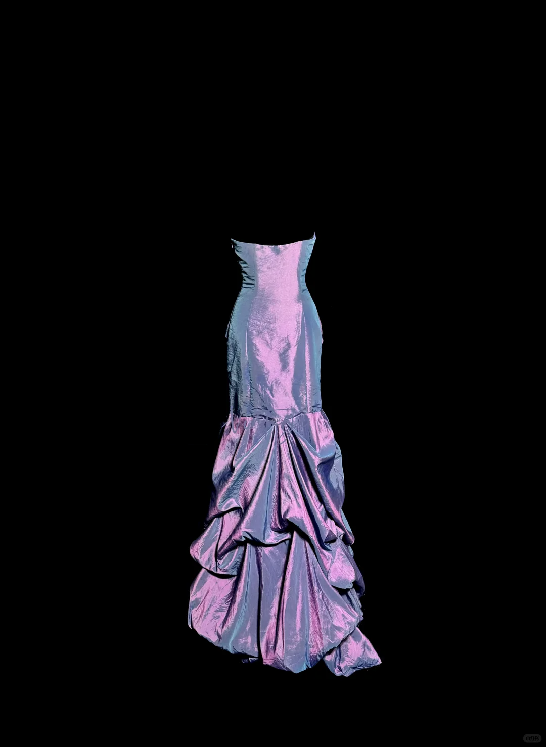 Aesthetic Mermaid Strapless Neckline Grape Taffeta Prom Dress Ruffle Long Party Dress