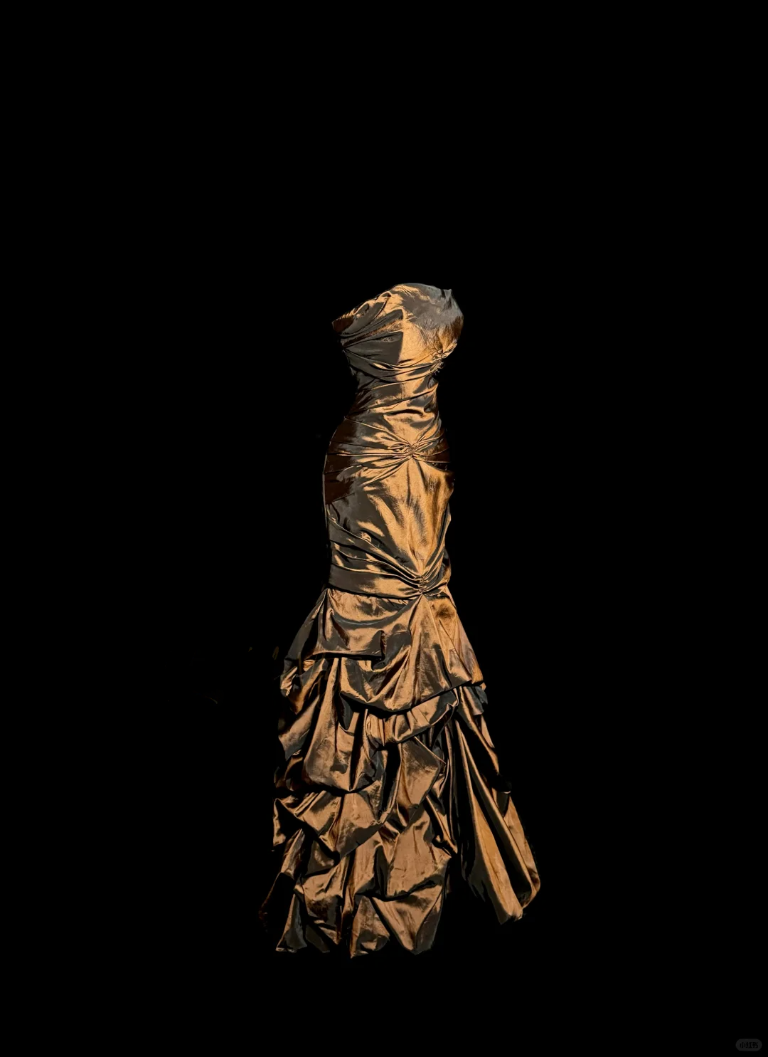 Aesthetic Mermaid Strapless Neckline Brown Taffeta Prom Dress Ruffle Long Party Dress - View 3 | FashionDia