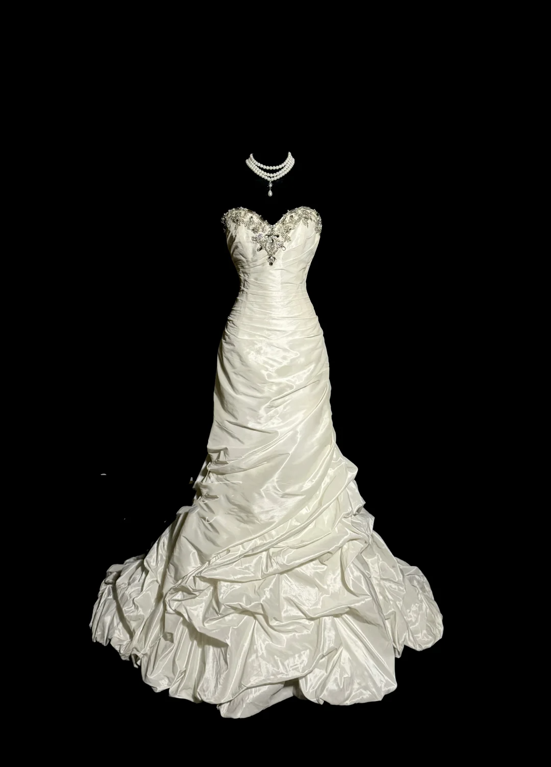 Classy Mermaid Sweetheart Taffeta Ivory Long Wedding Dress - FashionDia