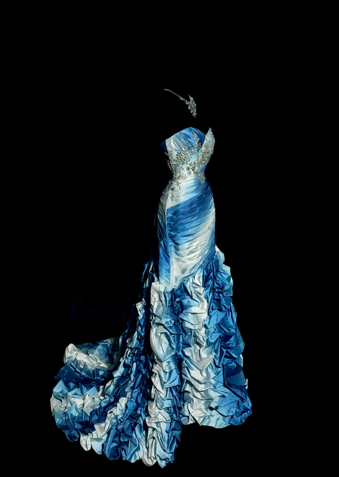 Vintage Mermaid Sweetheart Sleeveless Long Blue Prom Gown Fairy Prom Dresses - View 2 | FashionDia