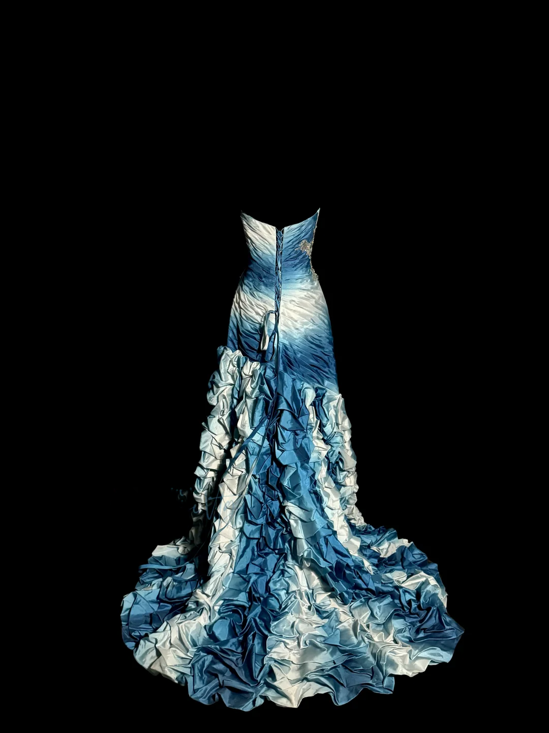 Vintage Mermaid Sweetheart Sleeveless Long Blue Prom Gown Fairy Prom Dresses - View 3 | FashionDia