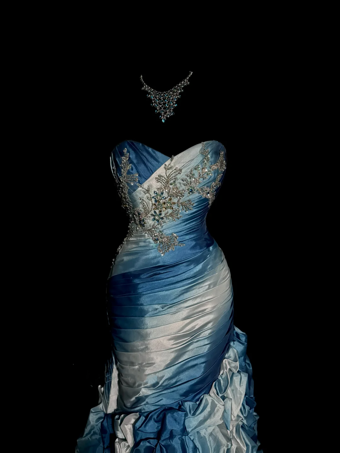 Vintage Mermaid Sweetheart Sleeveless Long Blue Prom Gown Fairy Prom Dresses - View 8 | FashionDia