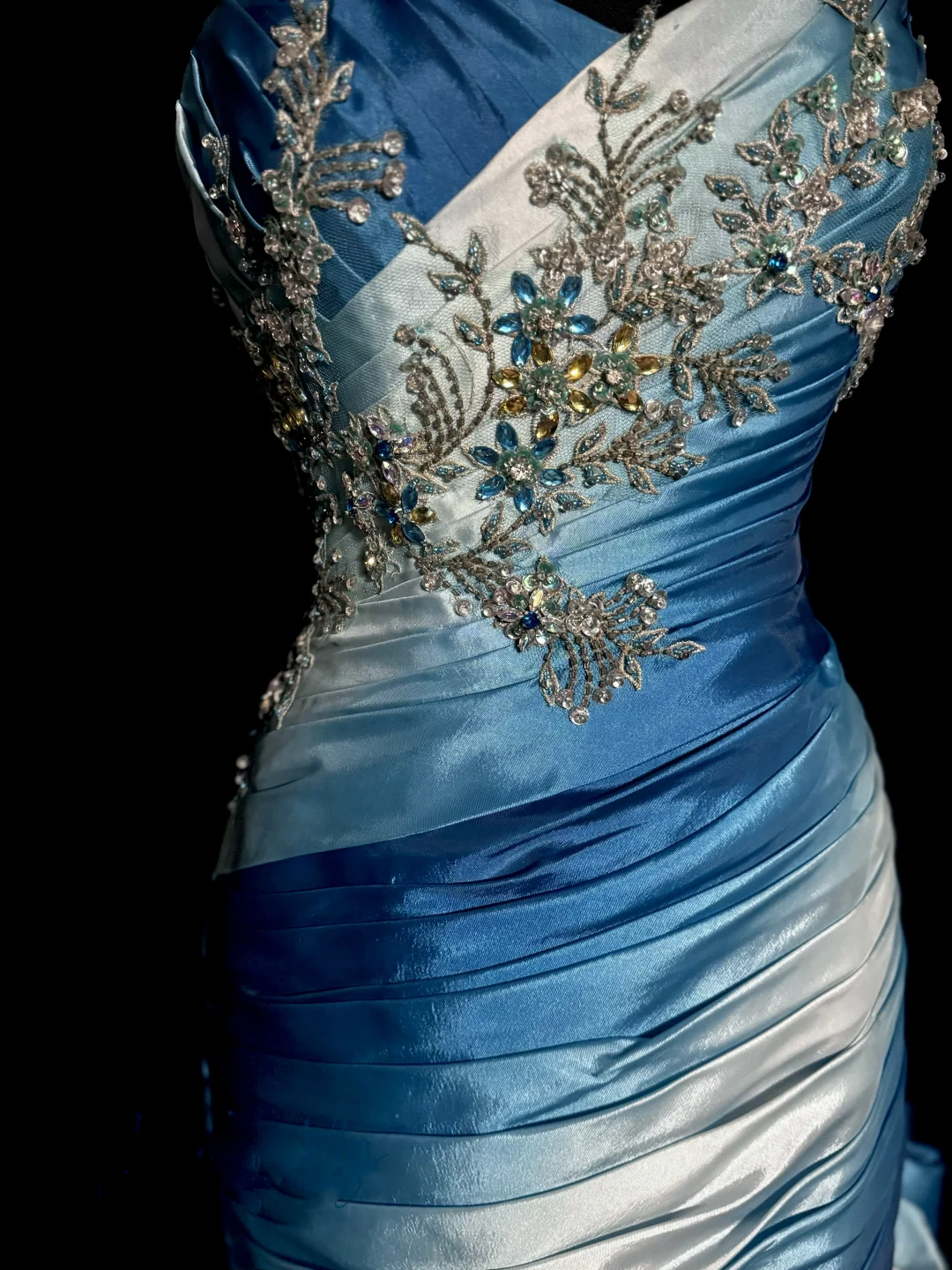 Vintage Mermaid Sweetheart Sleeveless Long Blue Prom Gown Fairy Prom Dresses - View 7 | FashionDia