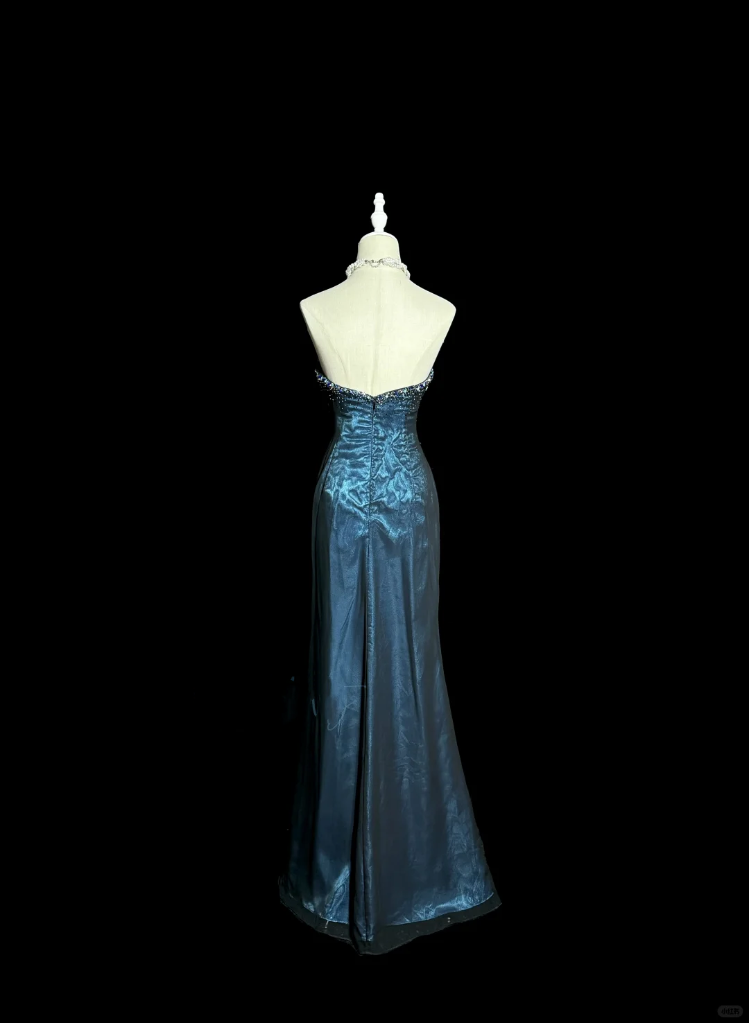 Vintage Mermaid Sweetheart Sleeveless Long Blue Slit Prom Gown Fairy Prom Dresses - View 3 | FashionDia