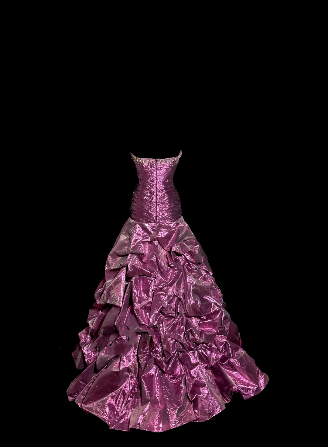 Aesthetic Mermaid Sweetheart Neckline Taffeta Prom Dress Ruffle Long Party Dress - View 2 | FashionDia