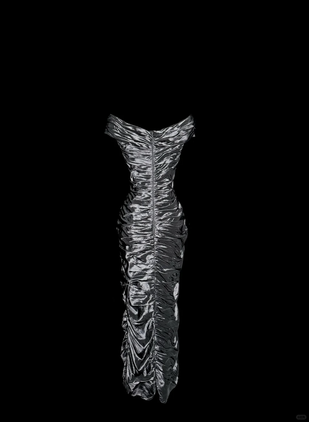 Vintage Sheath Off-the-Shoulder Silver Gray Sleeveless Long Prom Gown Fairy Prom Dresses - View 2 | FashionDia