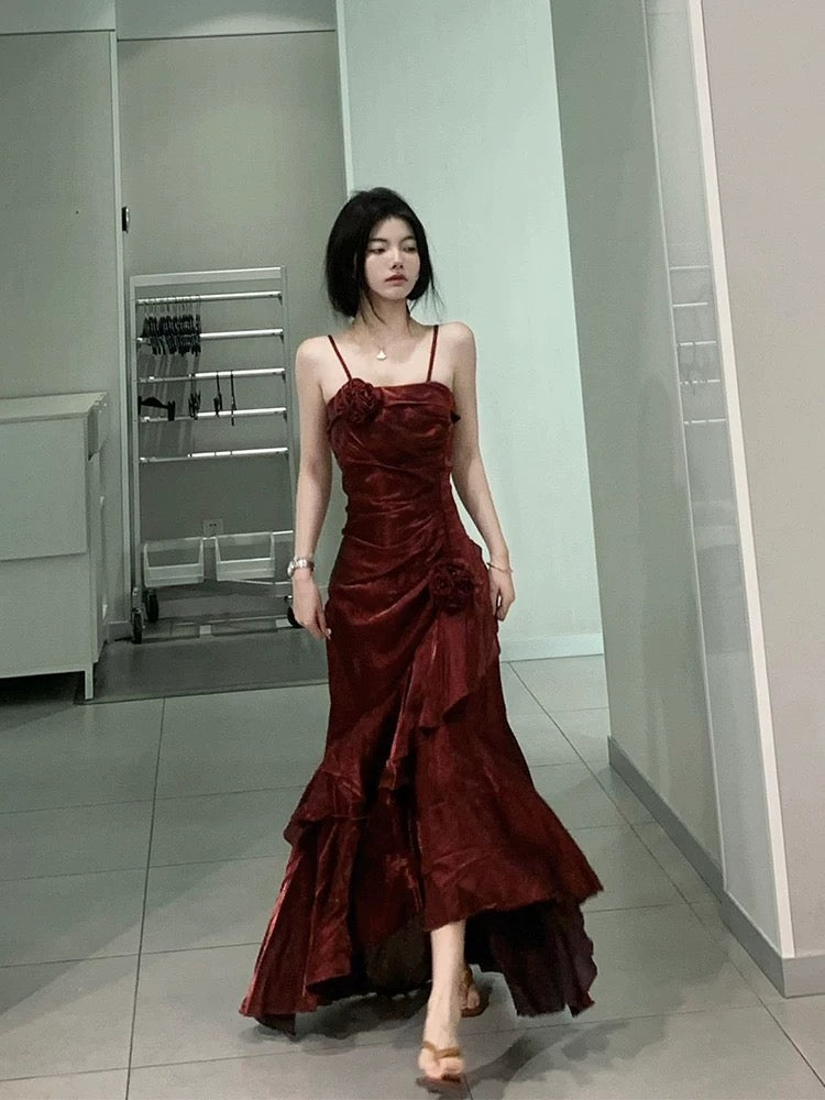 Vintage Mermaid Spaghetti Straps Long Party Dresses Birthday Outfits - View 7 | FashionDia
