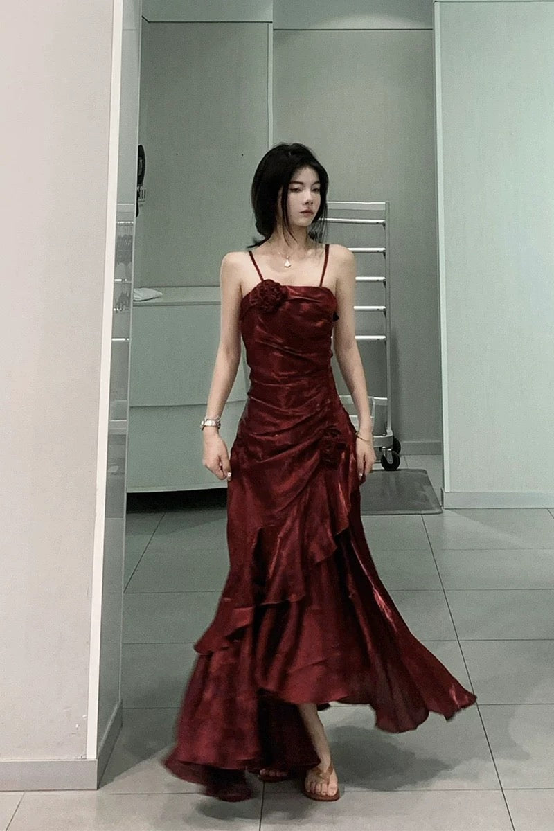 Vintage Mermaid Spaghetti Straps Long Party Dresses Birthday Outfits - View 9 | FashionDia