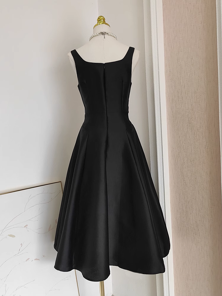 Sexy A-Line Spaghetti Straps Sleeveless Black Party Dress Holiday Birthday Dresses - View 4 | FashionDia