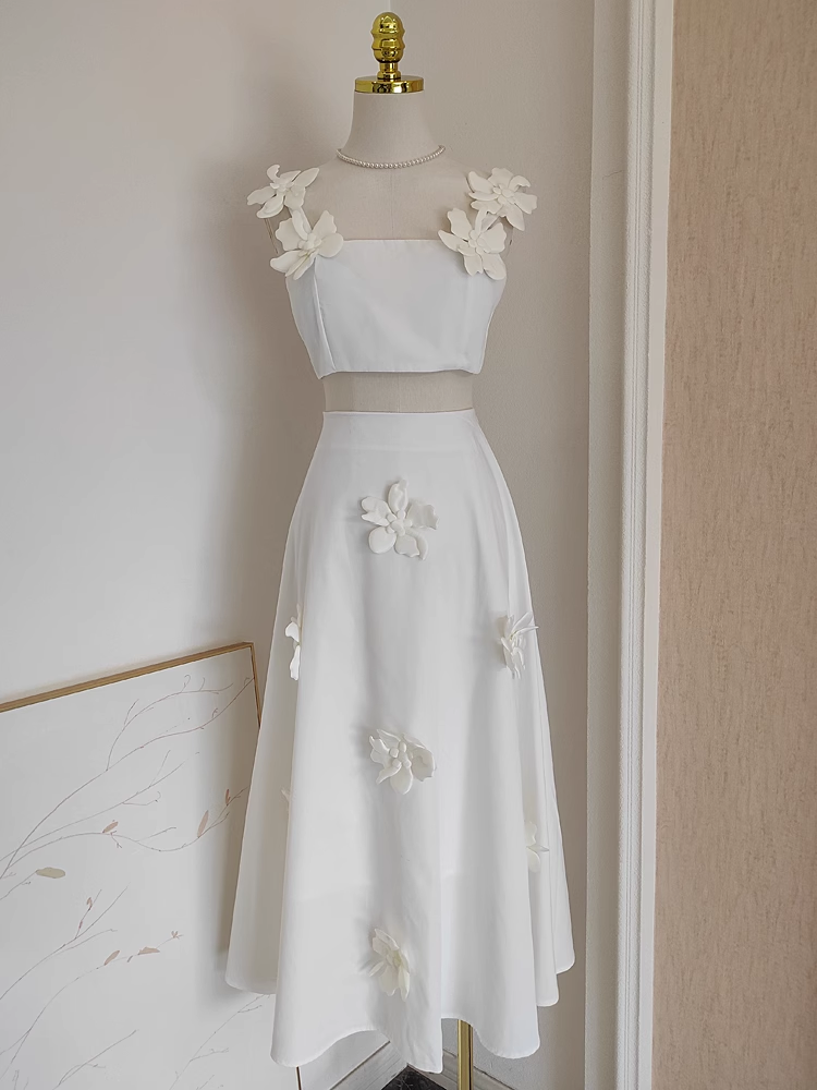 Sexy A line Straps White Satin Dinner Party Dresses Birthday Outfits