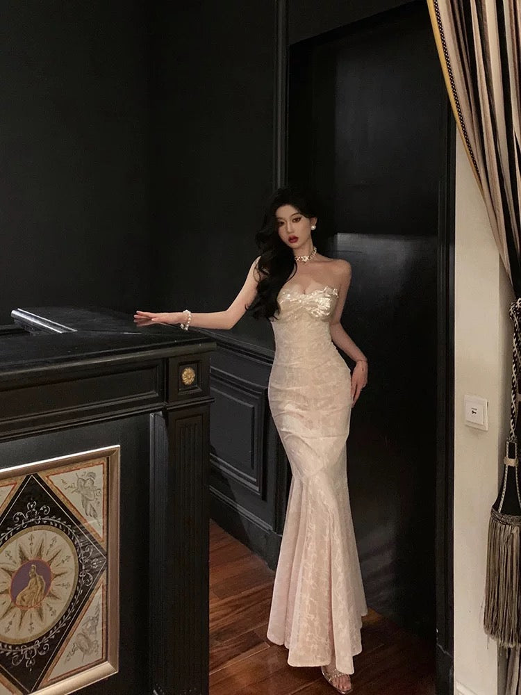 Sexy Sheath Sweetheart Sequin Lace Long Prom Dresses Evening Dress