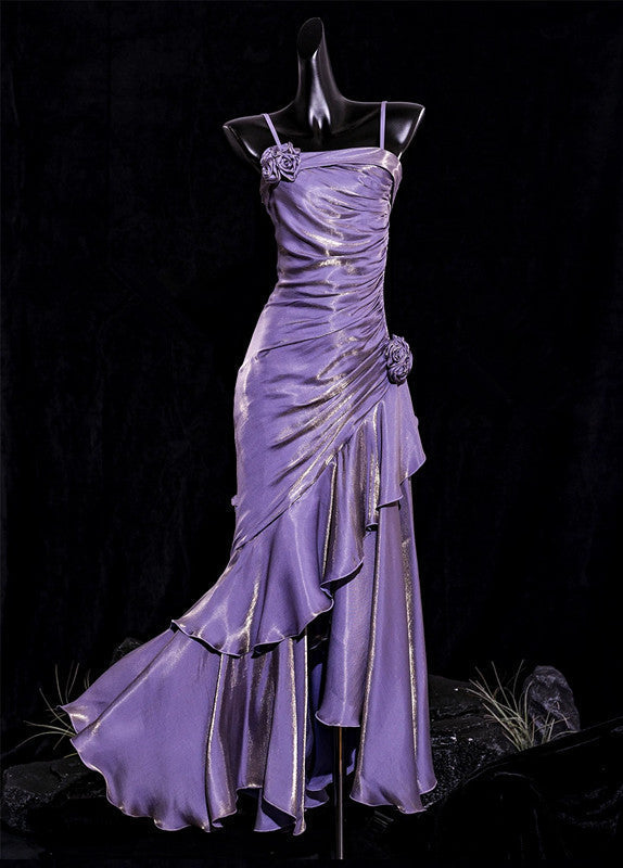 Vintage Mermaid Spaghetti Straps Long Lilac Prom Dresses Birthday Outfits