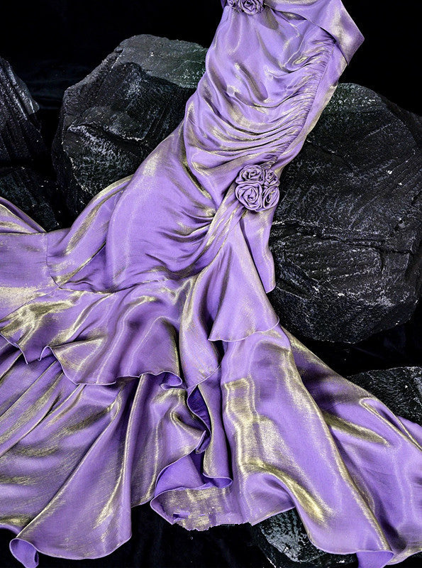Vintage Mermaid Spaghetti Straps Long Lilac Prom Dresses Birthday Outfits With Ruffles