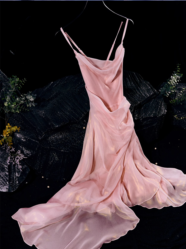 Chic High Low Spaghetti Straps Pink Knee Length Prom Dresses Birthday Outfits