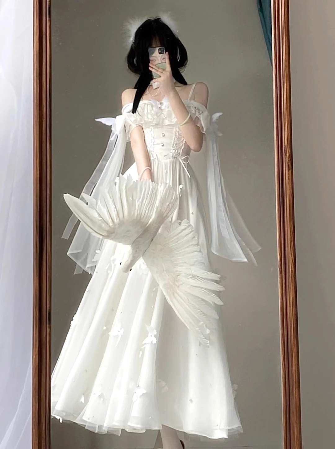 Vintage A Line Spaghetti Straps White Tulle Ankle length Prom Dresses Birthday Outfits