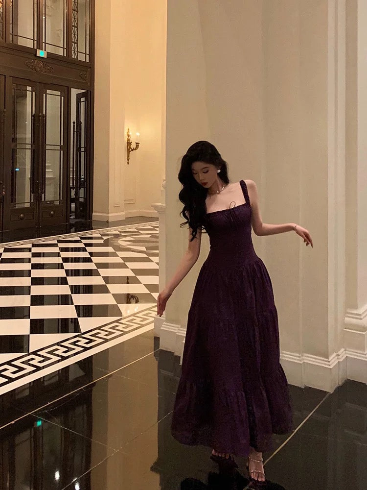 Gorgeous A-Line Straps Grape Sleeveless Date Night Dress Prom Dresses Birthday Outfits - FashionDia