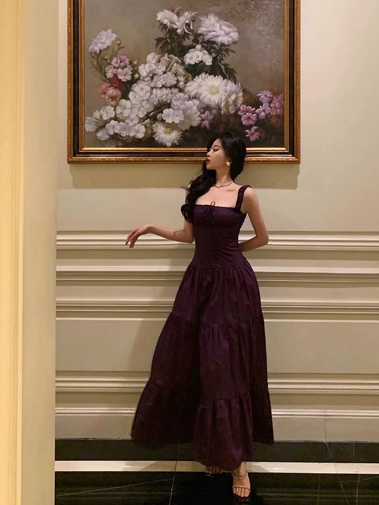 Gorgeous A-Line Straps Grape Sleeveless Date Night Dress Prom Dresses Birthday Outfits - View 3 | FashionDia