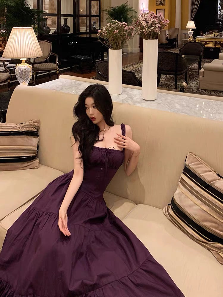 Gorgeous A-Line Straps Grape Sleeveless Date Night Dress Prom Dresses Birthday Outfits - View 4 | FashionDia