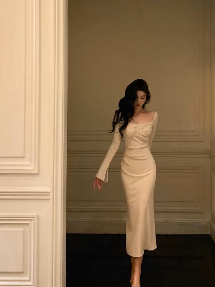 Gorgeous Sheath Square Neckline Long Sleeves Date Night Dress Prom Dresses Birthday Outfits
