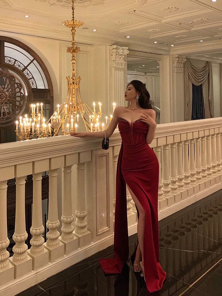 Gorgeous Sheath Sweetheart Red Sleeveless Date Night Dress Prom Dresses Birthday Outfits - View 4 | FashionDia