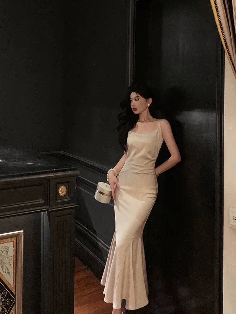 Sexy Sheath Spaghetti Straps Sleeveless Silk Satin Prom Dresses Birthday Outfits - View 4 | FashionDia