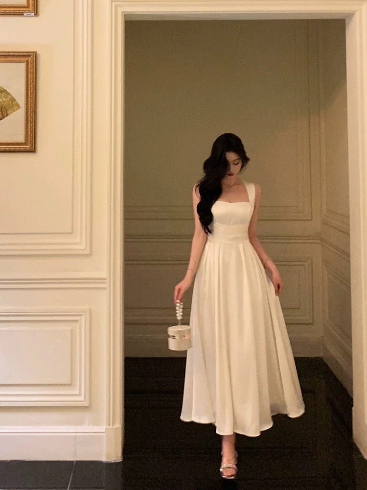 Gorgeous A-Line Sleeveless White Date Night Dress Prom Dresses Birthday Outfits - View 3 | FashionDia
