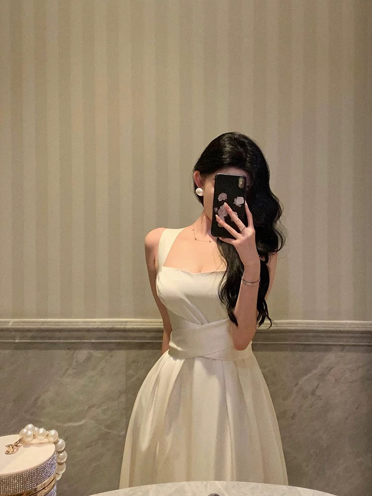 Gorgeous A-Line Sleeveless White Date Night Dress Prom Dresses Birthday Outfits - View 4 | FashionDia