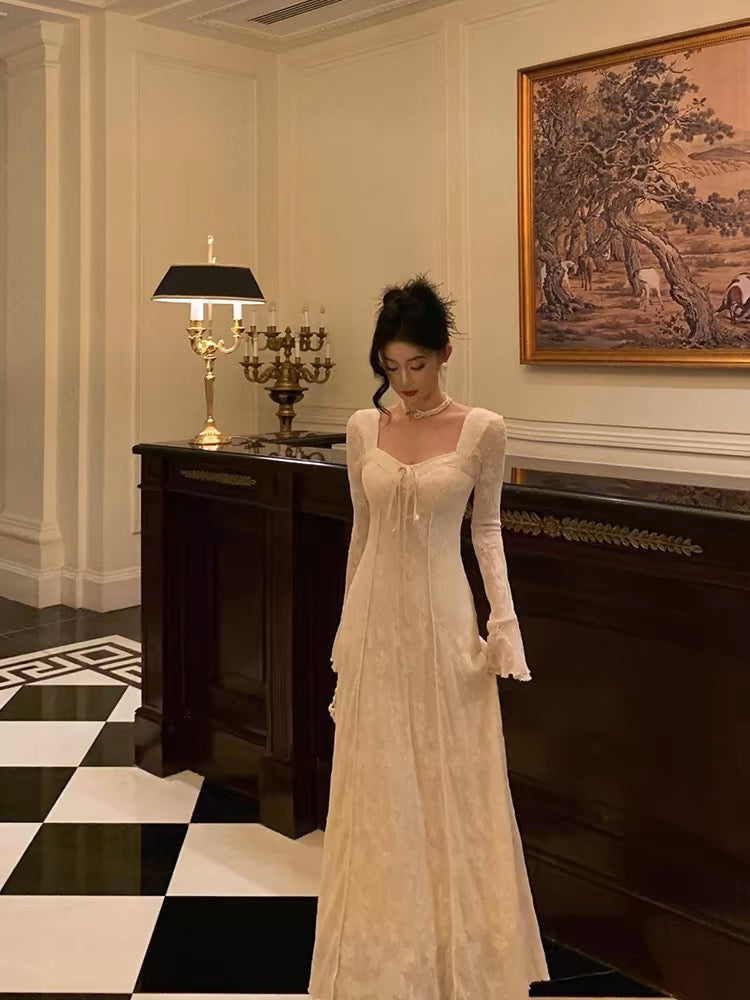 Gorgeous A-Line Long Sleeves White Lace Date Night Dress Prom Dresses Birthday Outfits - View 2 | FashionDia