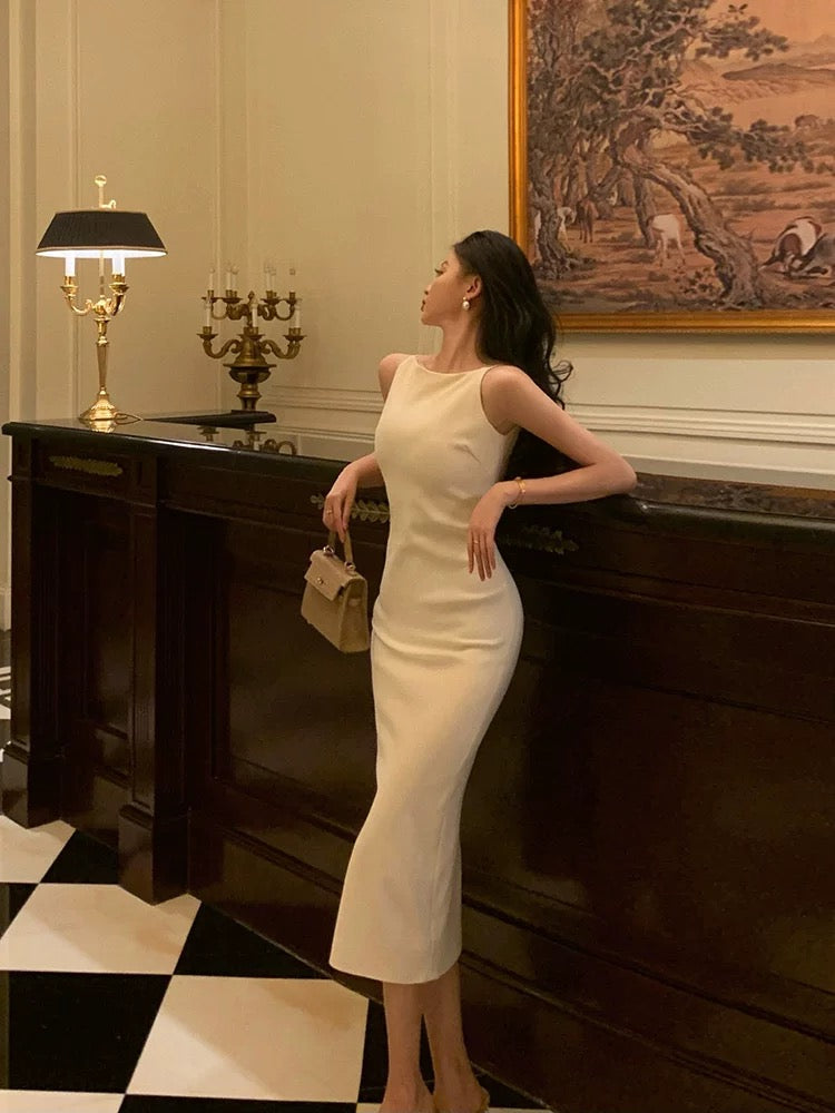 Sexy Sheath Bateau White Satin Tea Length Prom Dresses Birthday Outfits
