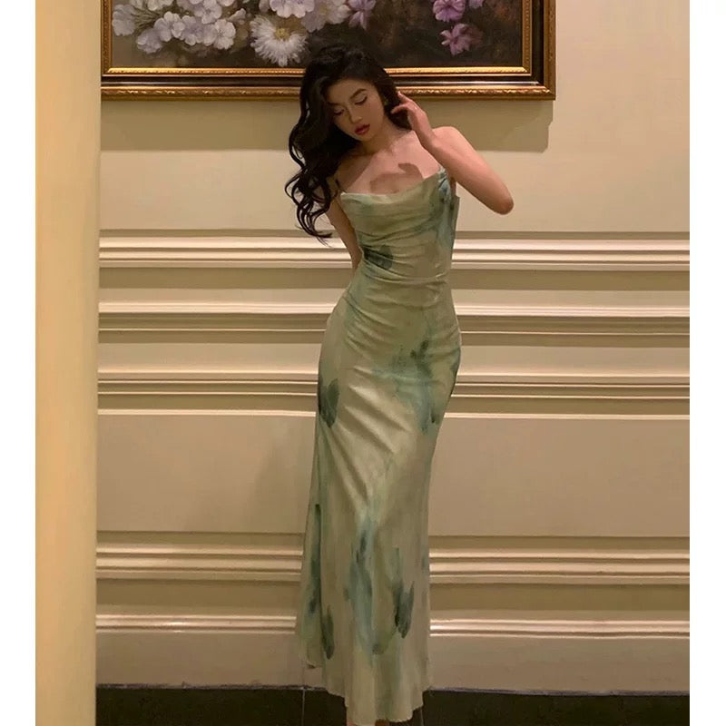 Gorgeous Sheath Spaghetti Straps Sage Green Date Night Dress Prom Dresses Birthday Outfit - View 2 | FashionDia