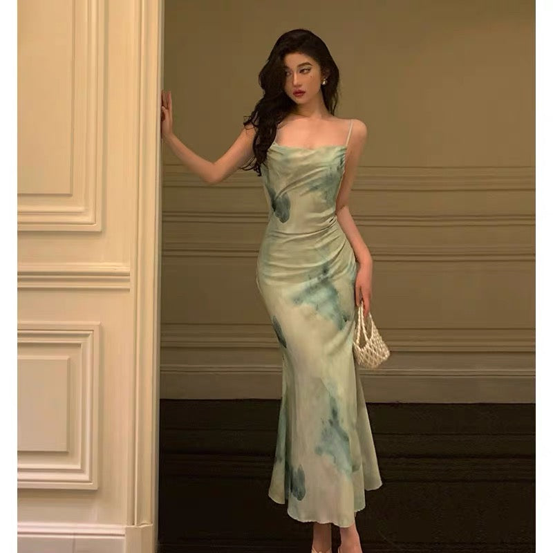 Gorgeous Sheath Spaghetti Straps Sage Green Date Night Dress Prom Dresses Birthday Outfit