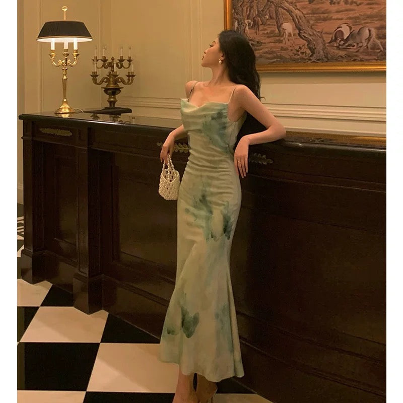 Gorgeous Sheath Spaghetti Straps Sage Green Date Night Dress Prom Dresses Birthday Outfit - View 5 | FashionDia