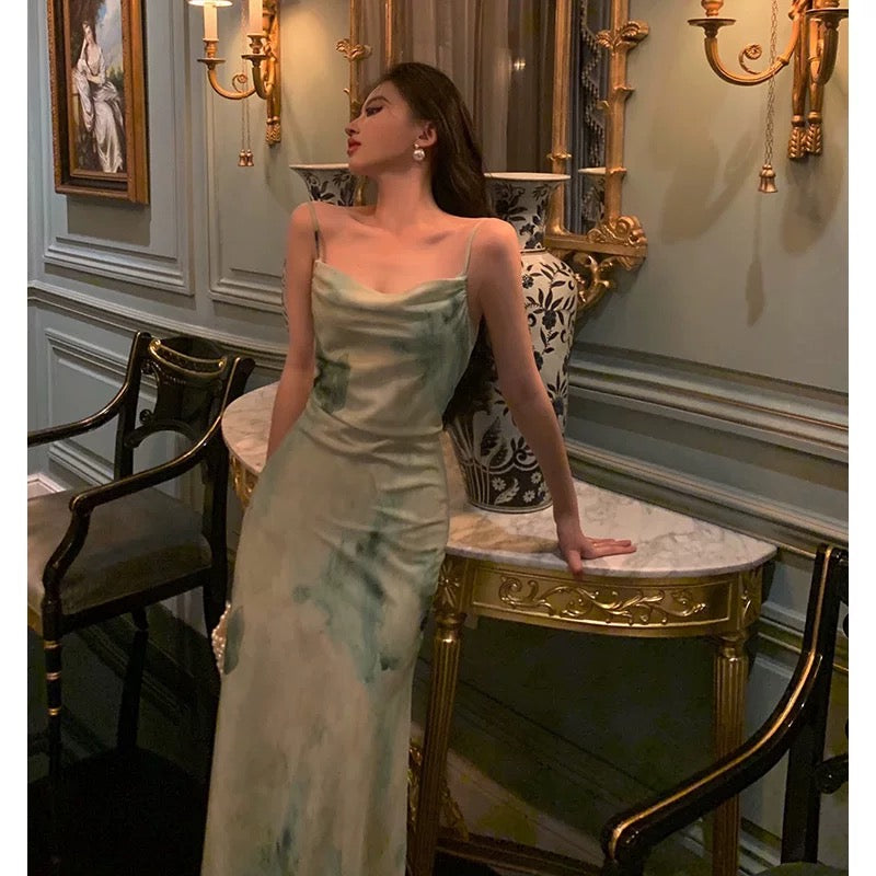 Gorgeous Sheath Spaghetti Straps Sage Green Date Night Dress Prom Dresses Birthday Outfit - View 4 | FashionDia