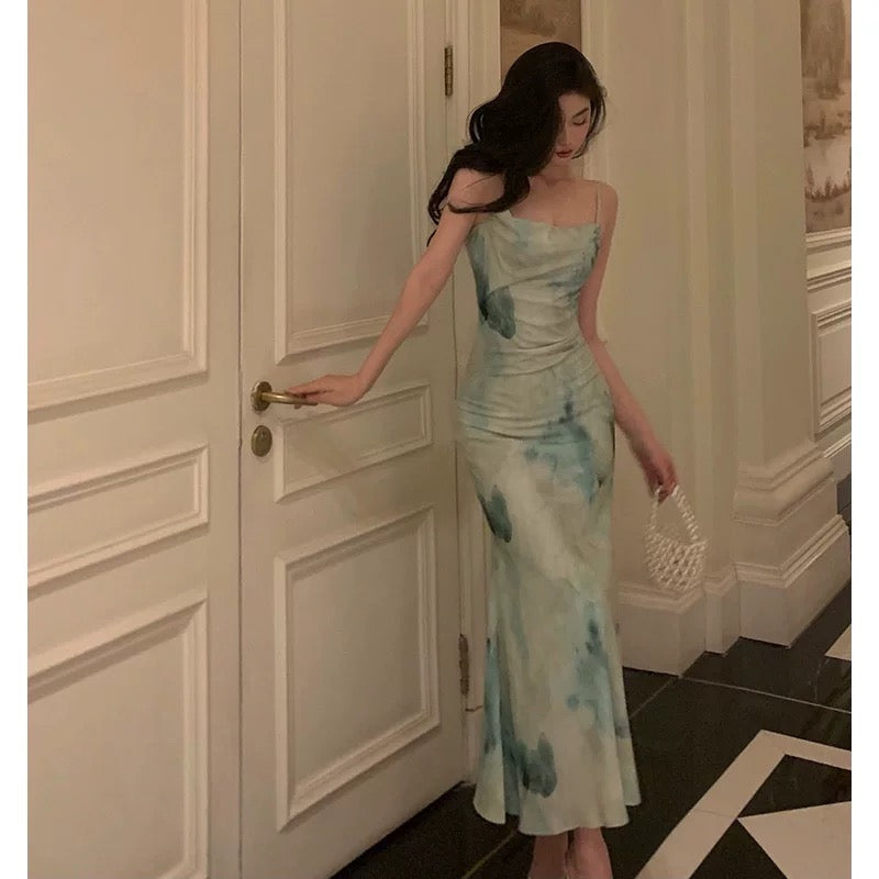 Gorgeous Sheath Spaghetti Straps Sage Green Date Night Dress Prom Dresses Birthday Outfit - View 3 | FashionDia