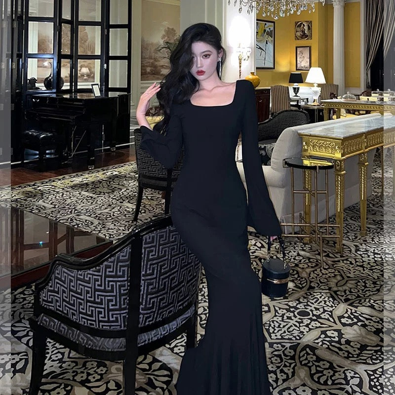 Gorgeous Sheath Square Neckline Date Night Dress Black Prom Dresses Party Dress Birthday Outfits - View 3 | FashionDia