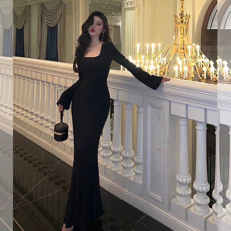Gorgeous Sheath Square Neckline Date Night Dress Black Prom Dresses Party Dress Birthday Outfits