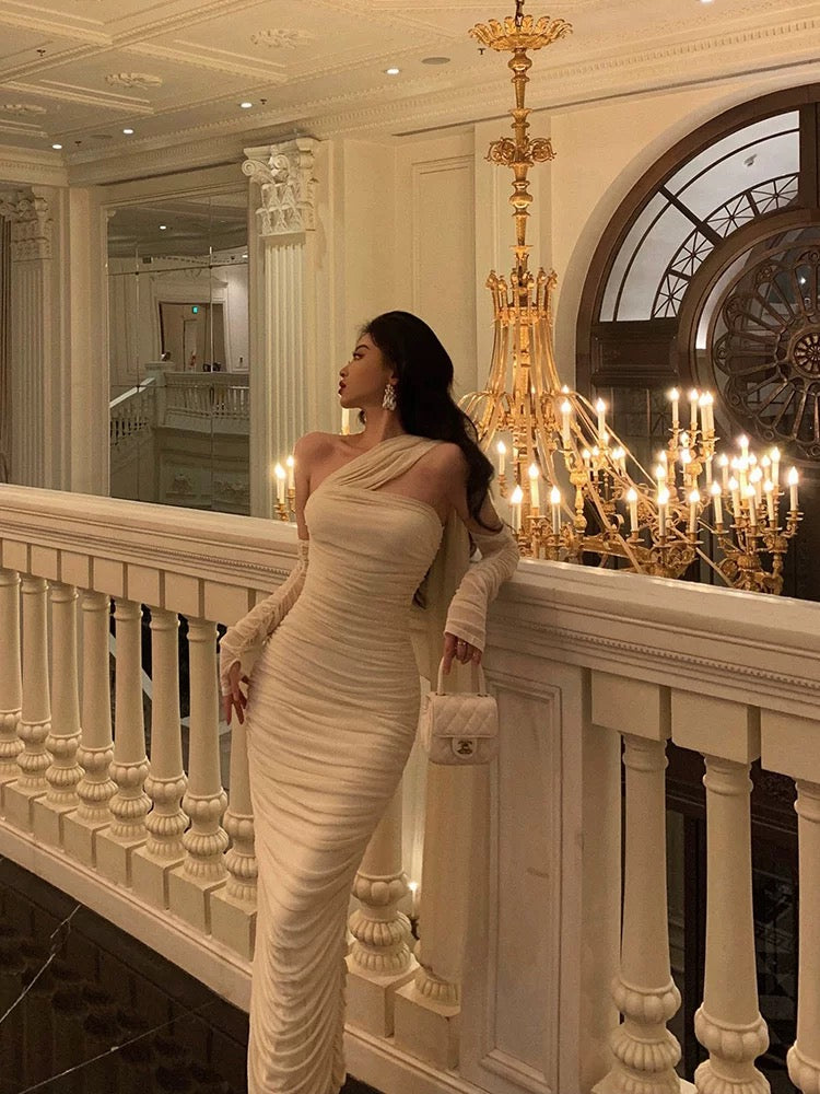 Stunning Sheath Strapless Sleeveless White Date Night Dress Ruffles Prom Dresses Birthday Outfit - View 2 | FashionDia