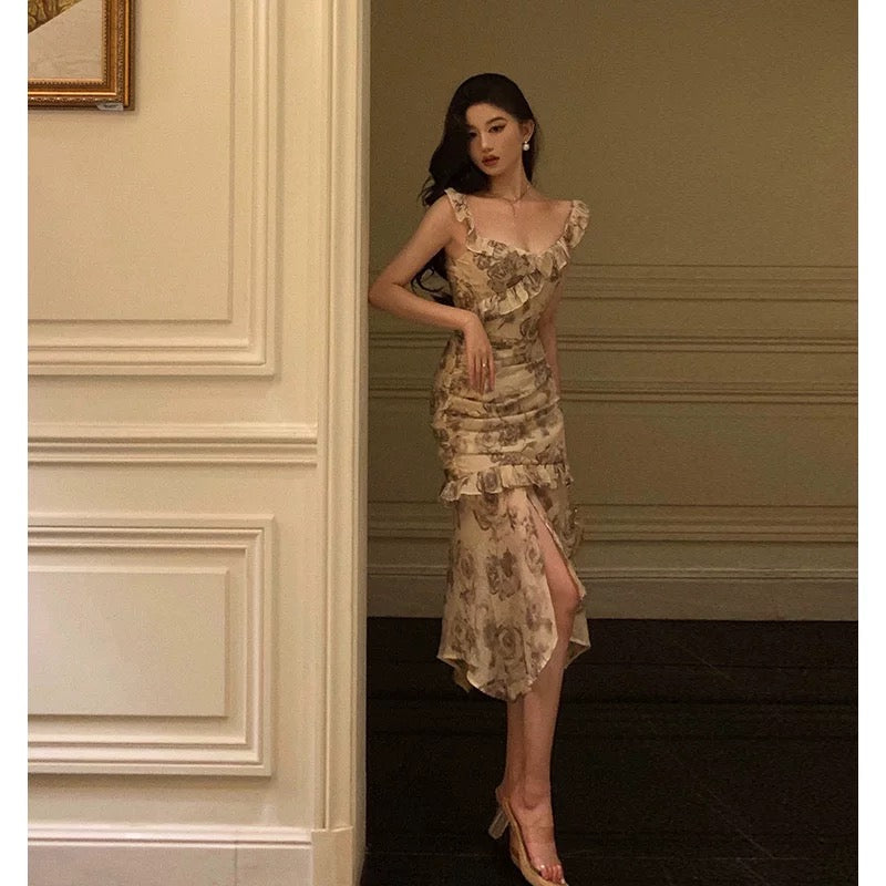Gorgeous Sheath Straps Date Night Dress Floral Prom Dresses Party Dress Birthday Outfits