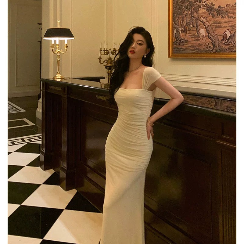 Gorgeous Sheath Square Neckline Ivory Date Night Dress Prom Dresses Party Dress Birthday Outfits - View 3 | FashionDia