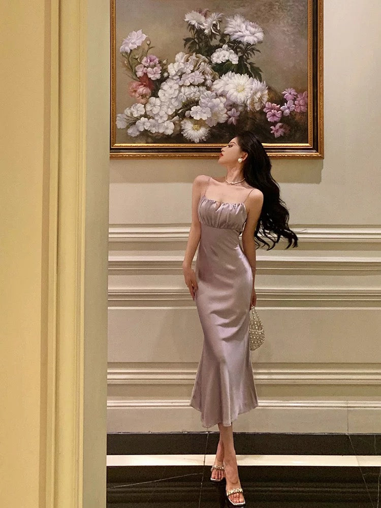 Stunning Mermaid Spaghetti Straps Lilac Date Night Dress Prom Dresses Birthday Outfit
