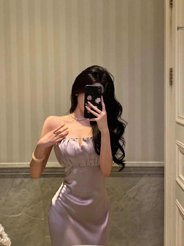 Stunning Mermaid Spaghetti Straps Lilac Date Night Dress Prom Dresses Birthday Outfit