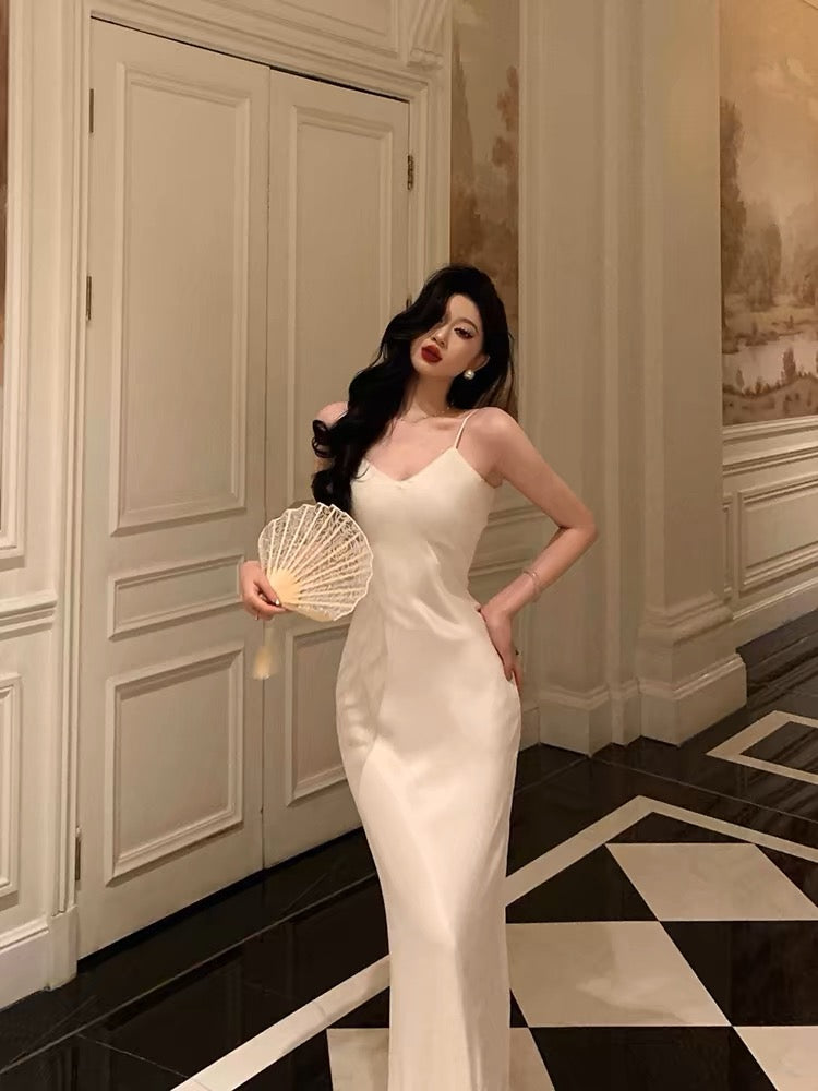 Stunning Mermaid Spaghetti Straps White Date Night Dress Prom Dresses Birthday Outfit - View 2 | FashionDia