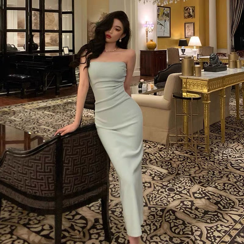 Classy Sheath Strapless Sleeveless Mint Green Prom Dresses Birthday Outfits - FashionDia