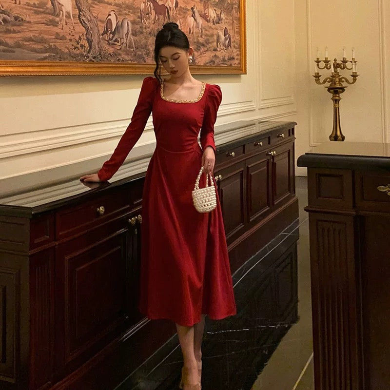 Sexy A Line Square Neckline Red Prom Dresses Birthday Outfits Evening Gown