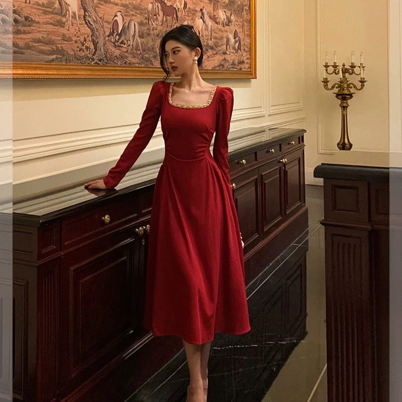 Sexy A Line Square Neckline Red Prom Dresses Birthday Outfits Evening Gown