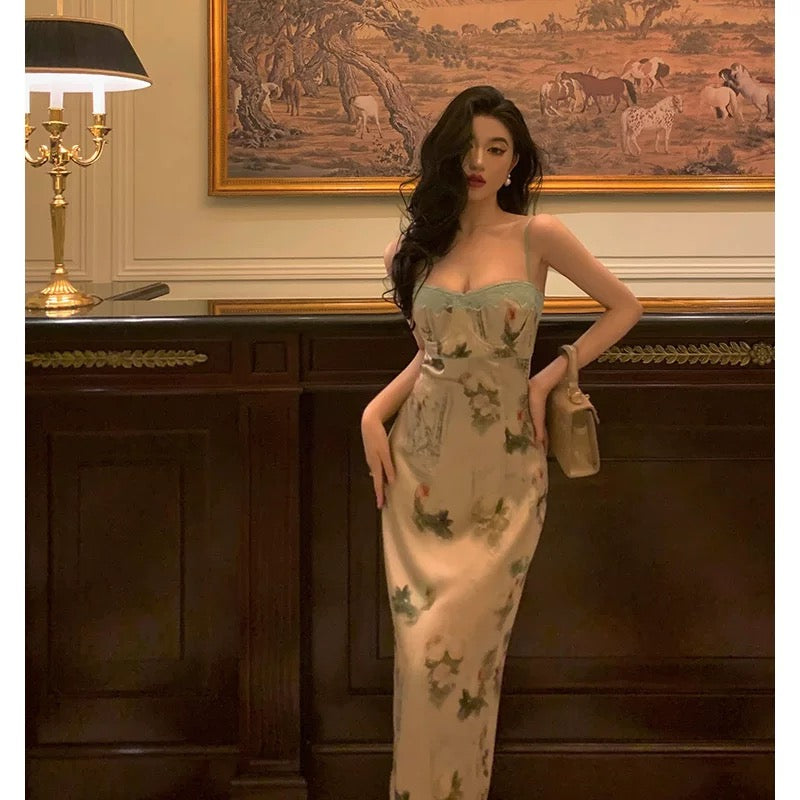 Sexy Sheath Spaghetti Straps Floral Lace Prom Dresses Birthday Outfits Evening Gown - FashionDia